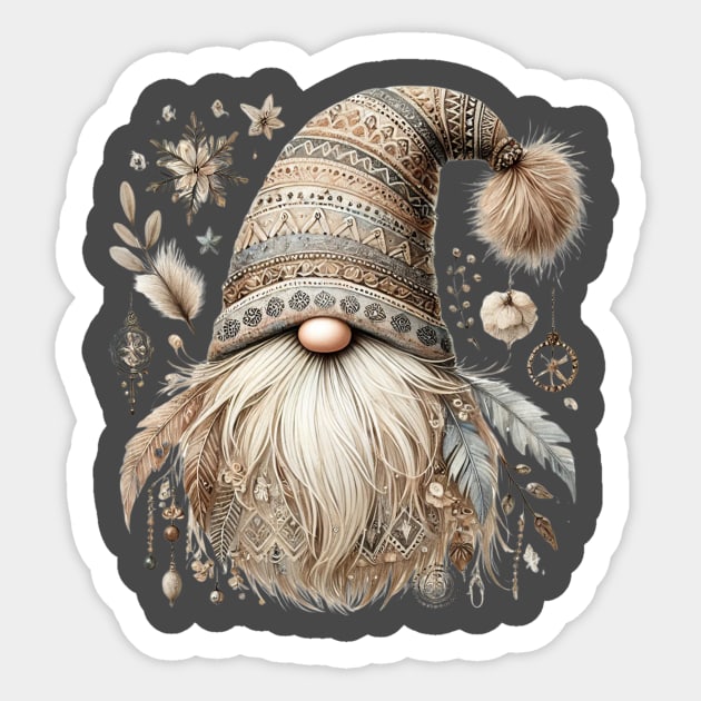 Boho Christmas Gnome Sticker by Jo Palmer